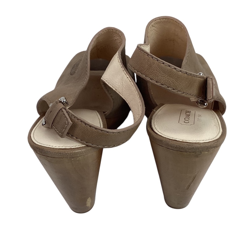 Coach Jade Wedge Slingback Leather Open Toe Sandal Tan A3293 - Picture 5 of 14
